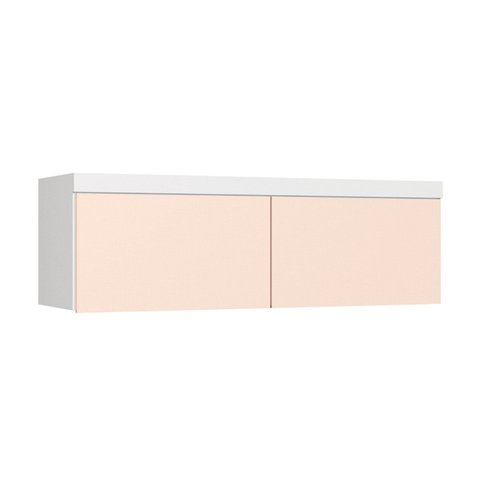 Armário Aéreo Modulado Casal 2 Portas Infinity Branco/Line/Blush