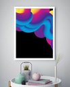 Ver imagem 2 de Quadro Decorativo Abstrato Ondulações Azul Preto - 70x50cm:moldura Preta