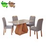 Conjunto de Mesa de Jantar Tampo de Vidro Off White Agata e 4 Cadeiras Paola Madeira Linho Grafite e - 2