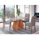 Ver imagem 1 de Conjunto de Mesa de Jantar Tampo de Vidro Off White Agata e 4 Cadeiras Paola Madeira Linho Grafite e