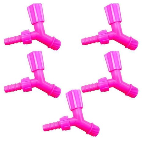 Kit 5 Torneiras Para Tanque E Jardim Bico 1/2 3/4 Rosa Neon