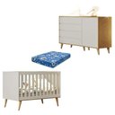 Ver imagem 1 de Berço Americano Ludmila e Cômoda Infantil Gran Lorena Off White Bétula com Colchão Ortobom Baby
