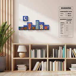 Noite Enluarada - Quadro ou Placa Decorativa com 8 Peças - 2
