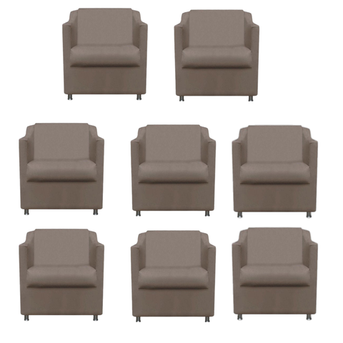 Kit 8 Poltronas Decorativa Reforçada Recepção Clinica Salão Suede:capuccino