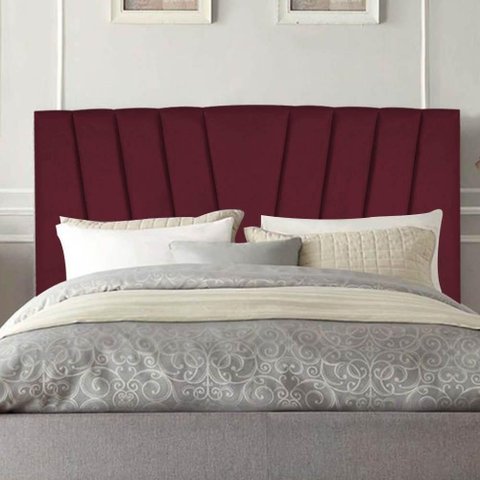 Cabeceira Estofada Bélgica 195cm King Size para Cama Colchão Box Quarto Suede Bordô - Aurora Line