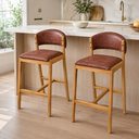 Ver imagem 1 de Kit 02 Banquetas Alta com Encosto Madeira Charmy Courissimo:Courissimo/Ocre