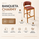 Ver imagem 2 de Kit 02 Banquetas Alta com Encosto Madeira Charmy Courissimo:Courissimo/Ocre