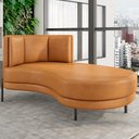 Ver imagem 2 de Chaise Longue Divã 164cm Braço Direito Logus D06 Sintético Caramelo - Mpozenato