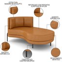 Ver imagem 3 de Chaise Longue Divã 164cm Braço Direito Logus D06 Sintético Caramelo - Mpozenato