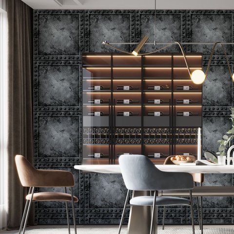 Papel de Parede Adesivo Placa de Metal - 3,3m