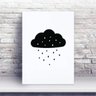 Placa MDF nuvem chuva preto fundo branco - 1