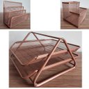 Ver imagem 2 de Caixa de Correspondência Dupla Metal Rose Gold C/ Porta Caneta e Porta Bloco de Notas Gv Office Caix