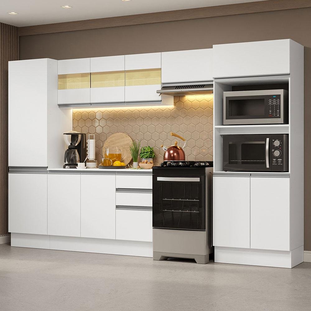 Armário de Cozinha Completa 100% MDF 300cm Branco Smart Madesa 03 - 2