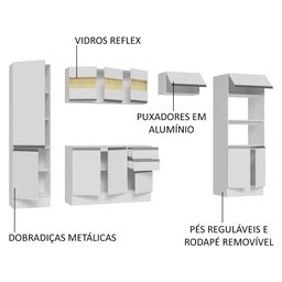 Armário de Cozinha Completa 100% MDF 300cm Branco Smart Madesa 03 - 5