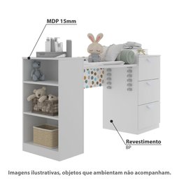 Trocador de Bebê com 3 Gavetas 2 em 1 - Branco - 2