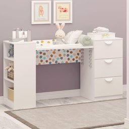 Trocador de Bebê com 3 Gavetas 2 em 1 - Branco - 1
