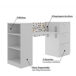 Trocador de Bebê com 3 Gavetas 2 em 1 - Branco - 3