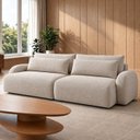 Ver imagem 1 de Sofá Cama Modular Orgânico Retrátil 4 Lugares 230cm com Base em Madeira Maciça Oxford