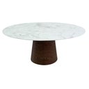 Ver imagem 1 de Mesa de Jantar Cone Oval Base em Lâmina Natural Imbuia Horizontal Tampo em Mdf Marmorizado