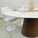 Ver imagem 2 de Mesa de Jantar Cone Oval Base em Lâmina Natural Imbuia Horizontal Tampo em Mdf Marmorizado