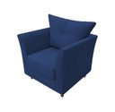 Ver imagem 3 de Kit Namoradeira + 2 Poltronas Decorativa Isis Suede Azul Marinho Pés Madeira Ms Decor