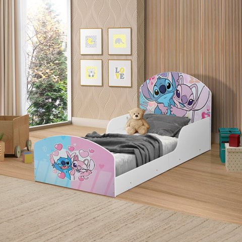Cama Adesivada Infantil 100%mdf Personagens com Colchão Incluso -stitch