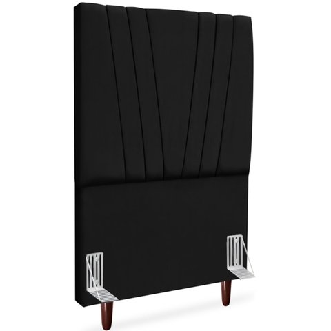 Cabeceira Solteiro 90cm Bell Suede Preto Rm