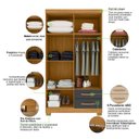 Ver imagem 4 de Guarda Roupa Quarto Solteiro 100cm 4 Portas 2 Gavetas Basic Moderno Luxo Madeira MDP