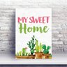 Placa MDF cacto home sweet home love - 1
