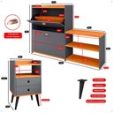 Ver mais imagens de Kit Quarto 2 Mesas Cabeceira Nicho Gavetas Retrô Sapateira Vertical Banco 21 Pares Calçados - Rpm