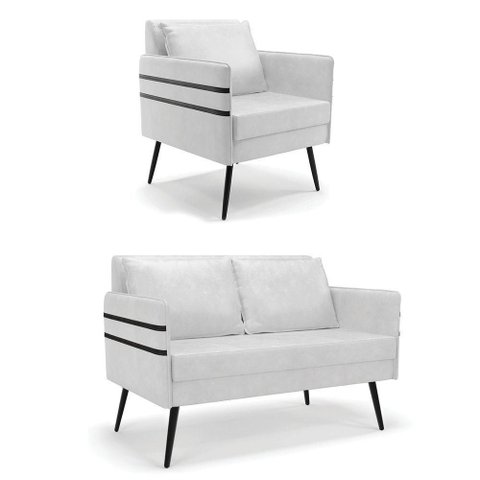 Kit 01 Namoradeira e 01 Poltrona Corano Branco