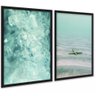 Kit 2 Quadros Verde Água Cristal Estrela do Mar 45x34cm:moldura Preta - 1