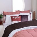 Ver imagem 1 de Kit 7 Peças Edredom Casal Queen Colorful Linho e Hipercal 400 Fios  Rosê