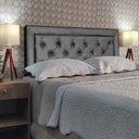 Ver imagem 1 de Cabeceira Solteiro 90 Cama Box Classic Diamond Cinza Suede com Pés Rbl