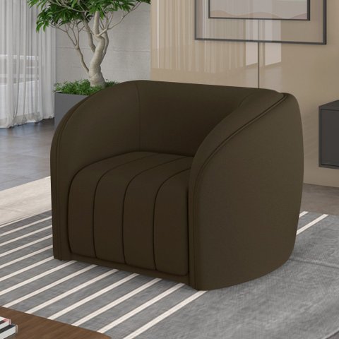 Poltrona Decorativa Sala de Estar Adam Veludo Marrom G45 - Gran Belo Poltrona Adam