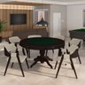 Conjunto Mesa de Jogos Bellagio e 6 Cadeiras Madeira Poker Base Estrela Linho Offwhite/tabaco - 1