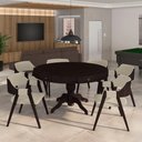 Ver mais imagens de Conjunto Mesa de Jogos Bellagio e 6 Cadeiras Madeira Poker Base Estrela Linho Offwhite/tabaco