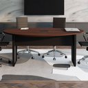 Ver imagem 1 de Mesa de Reunião Orgânica 180x105cm com Caixa de Tomadas e Pés em Metal Corporate Marrom/Louro