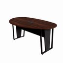 Ver imagem 2 de Mesa de Reunião Orgânica 180x105cm com Caixa de Tomadas e Pés em Metal Corporate Marrom/Louro