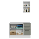 Ver imagem 5 de Conjunto Gabinete para Banheiro 120cm 3 Portas 3 Gavetas Branco/Cinza Agata Madesa 01