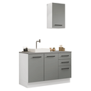 Ver imagem 2 de Conjunto Gabinete para Banheiro 120cm 3 Portas 3 Gavetas Branco/Cinza Agata Madesa 01