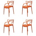 Ver imagem 1 de Kit 4 Cadeiras Empilhável Inmetro Aviv Master Allegra Fratini Polipropileno Laranja Suporta 182kg