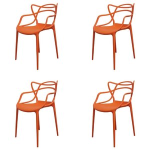 Kit 4 Cadeiras Empilhável Inmetro Aviv Master Allegra Fratini Polipropileno Laranja Suporta 182kg