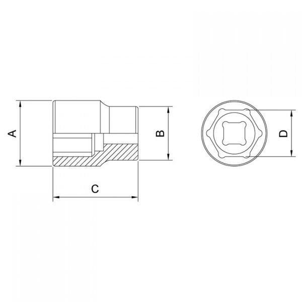 Soquete Sextavado 9mm Encaixe 1/4" Tramontina PRO - 2