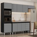 Ver imagem 2 de Armário de Cozinha Modulada 4 Peças CP12 com Pia Inox Preto/Cinza - Lumil Lumil Móveis