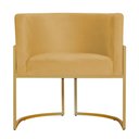 Ver imagem 3 de Poltrona Decorativa Sala Estar Recepção Escritório Luana Base Gold Veludo Mostarda -montanaris Decor