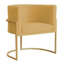 Ver imagem 1 de Poltrona Decorativa Sala Estar Recepção Escritório Luana Base Gold Veludo Mostarda -montanaris Decor