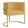 Poltrona Decorativa Sala Estar Recepção Escritório Luana Base Gold Veludo Mostarda -montanaris Decor - 1