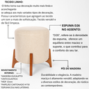Ver imagem 4 de Puff Belluno Decorativo Tecido Linho Banqueta Redondo Pés de Madeira Maciça