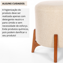 Ver imagem 6 de Puff Belluno Decorativo Tecido Linho Banqueta Redondo Pés de Madeira Maciça